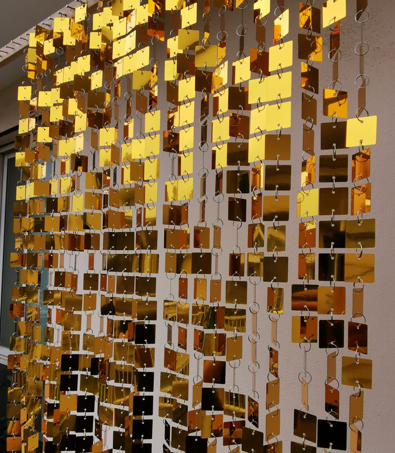 Pvc Panel Background - 3Cm Emas Perak Persegi Payet Tali