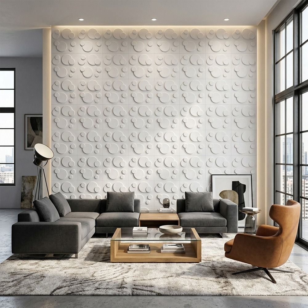 Panel Dinding 3D Putih 50*50cm - Pvc Panel Background ulasan dan harga
