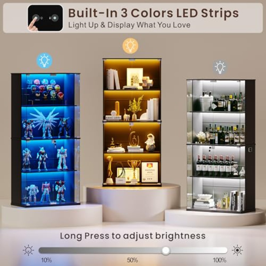 Lemari Pajangan Hitam dengan P - Glass Door Hinge ulasan dan harga